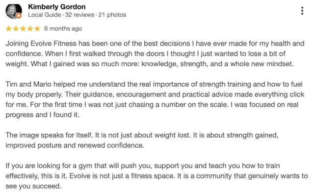 Evolve Fitness member review 7