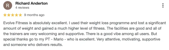 Evolve Fitness member review 12